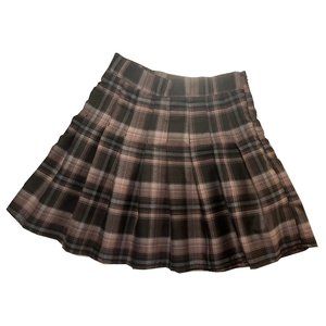 SHEIN 🎀 Pleated Dark Pink Plaid, US XS